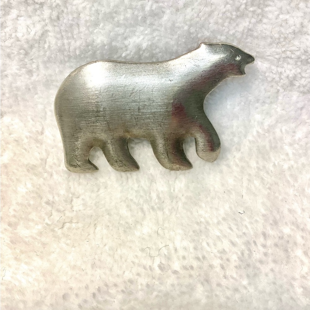 Elegant Silver Bear Brooch